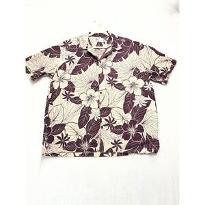 VTG Two Palms Hawaiian Button Shirt Mens XL Cotton Camp Made in Hawaii Island